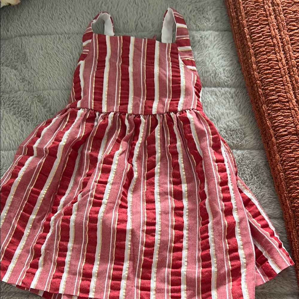 Bonnie Baby Red and White Pleated Sundress